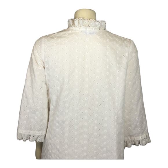 Vintage 1960s Chiha by Jaconelli Eyelet Cotton Robe for Bergdorf Goodman medium - Picture 9 of 13